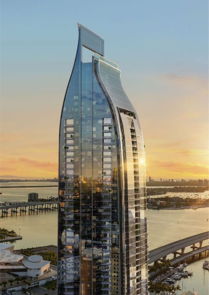 Delano Residences Miami tower over Biscayne Bay