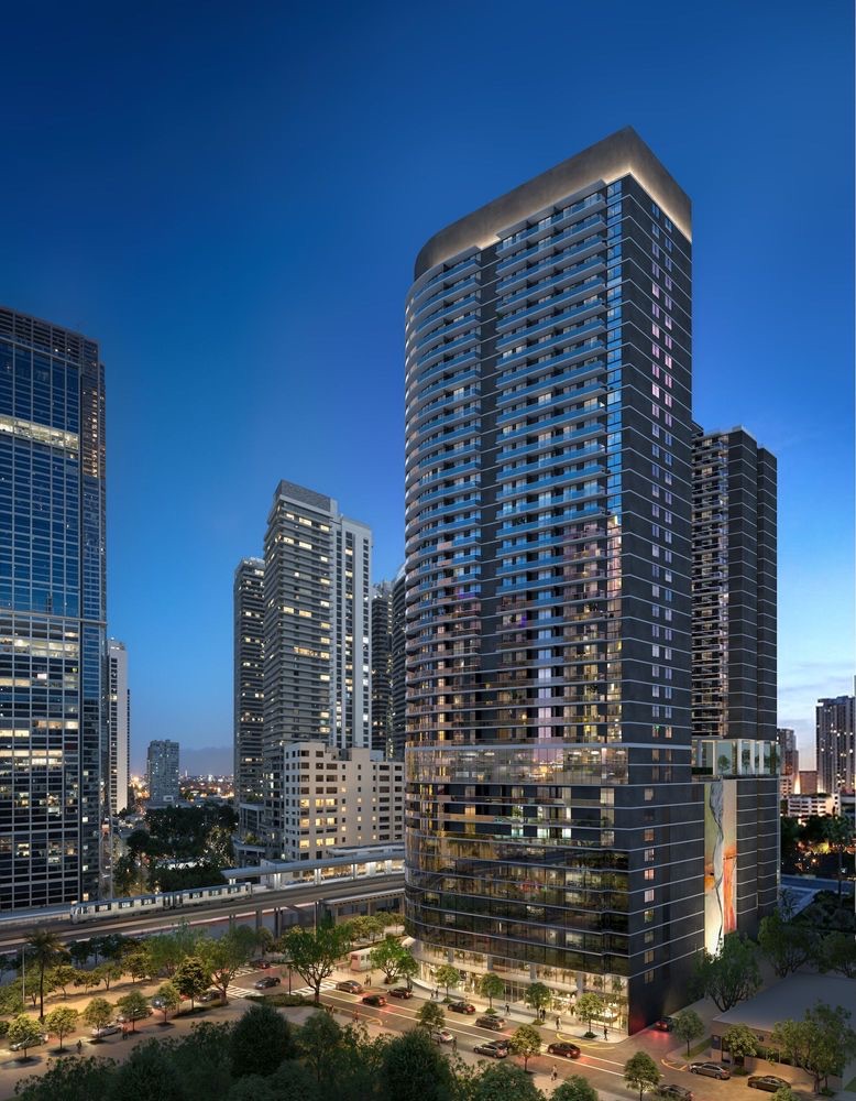 One Twenty Brickell Signature Residences tower at night